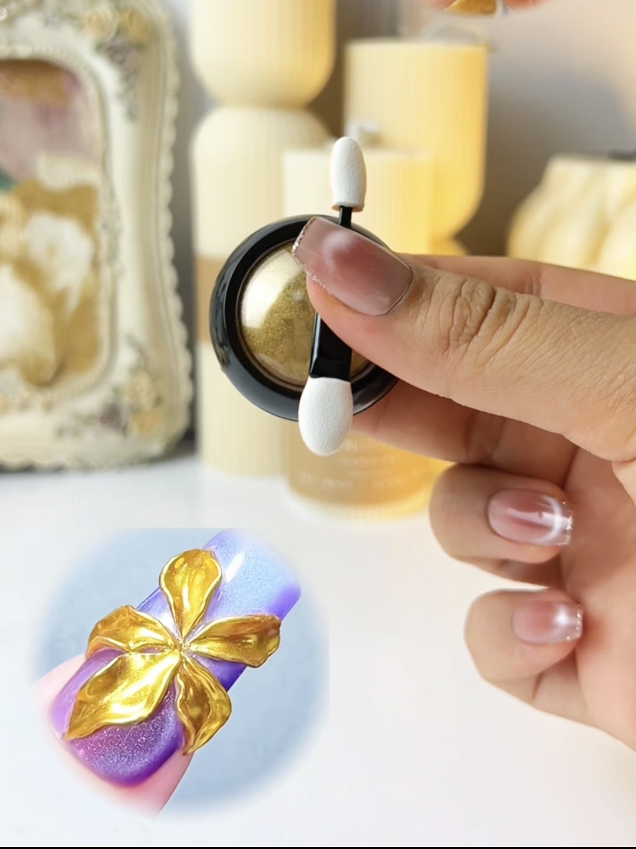 Poudre chrome dorée